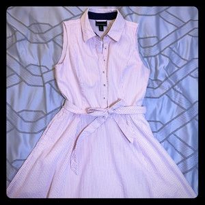 Pink Seersucker shirt dress with pockets